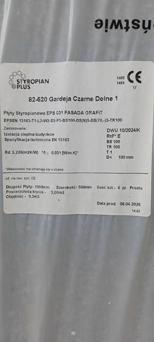 Sprzedam pilnie styropian EPS 031 FASADA GRAFIT