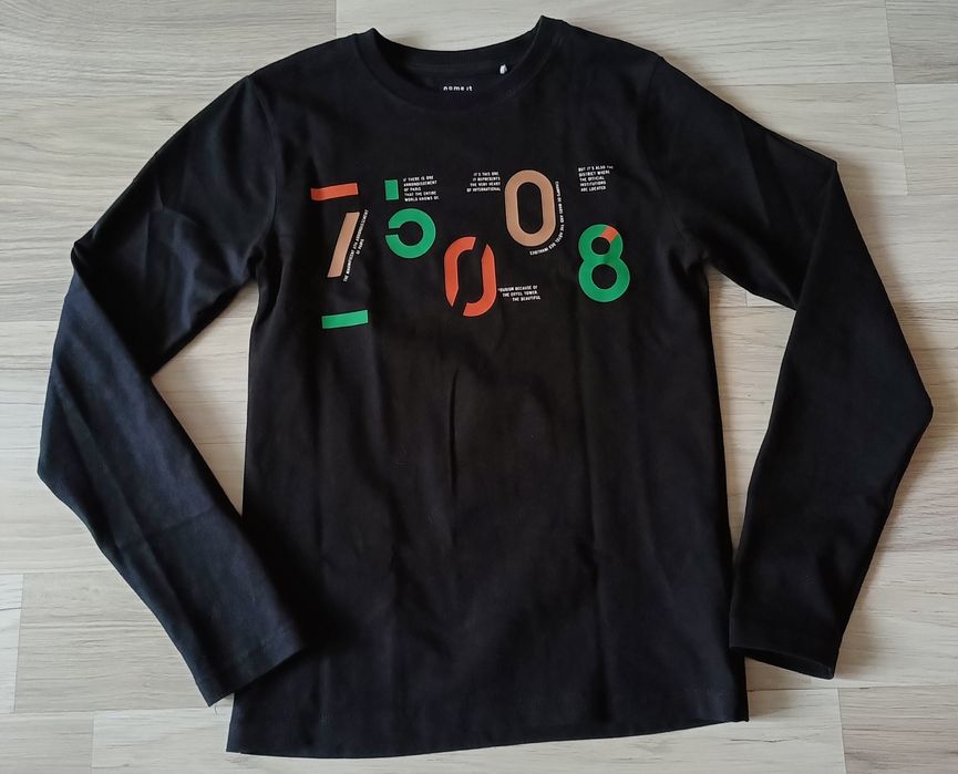 Name it bluzka z długim rękawem czarna bawełna 146-152cm