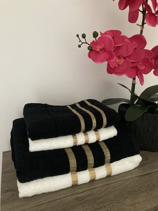 Piękne reczniki luksusowy zestaw ręczników złote dodatki glamour