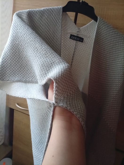 Ponczo Szalik Chusta Szaro-Biała S/M