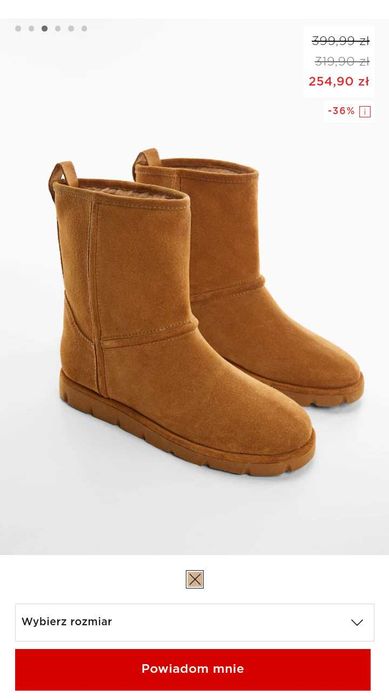 Skórzane buty zimowe na kożuszku Mango r.37