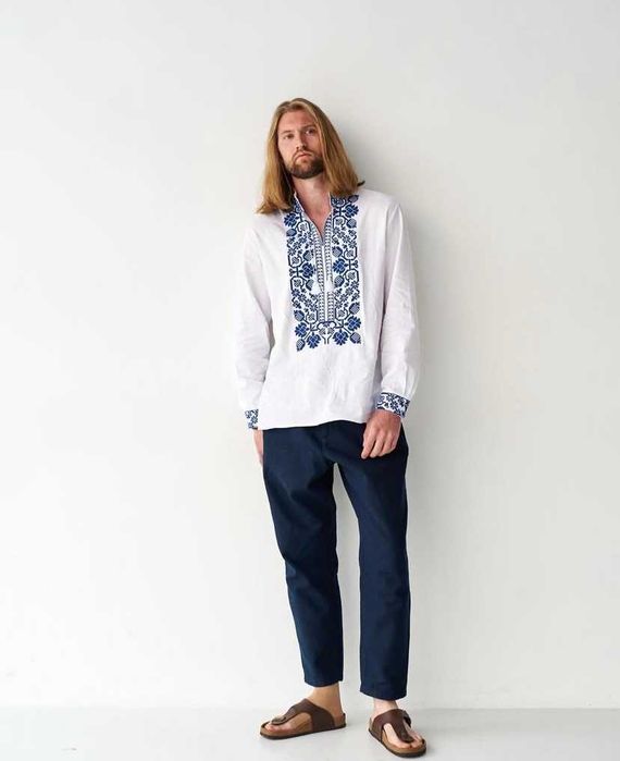 Чоловіча вишита сорочка вишиванка льон, мужская рубашка вышиванка