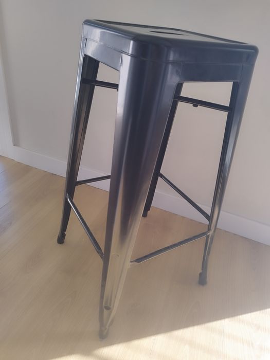 2 banco alto preto metal