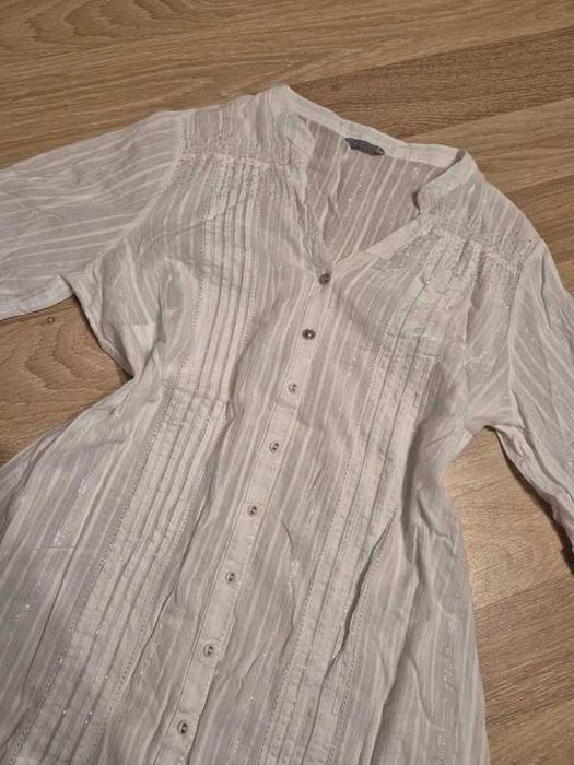 Śliczna biała bluzka koszula damska oversize 46