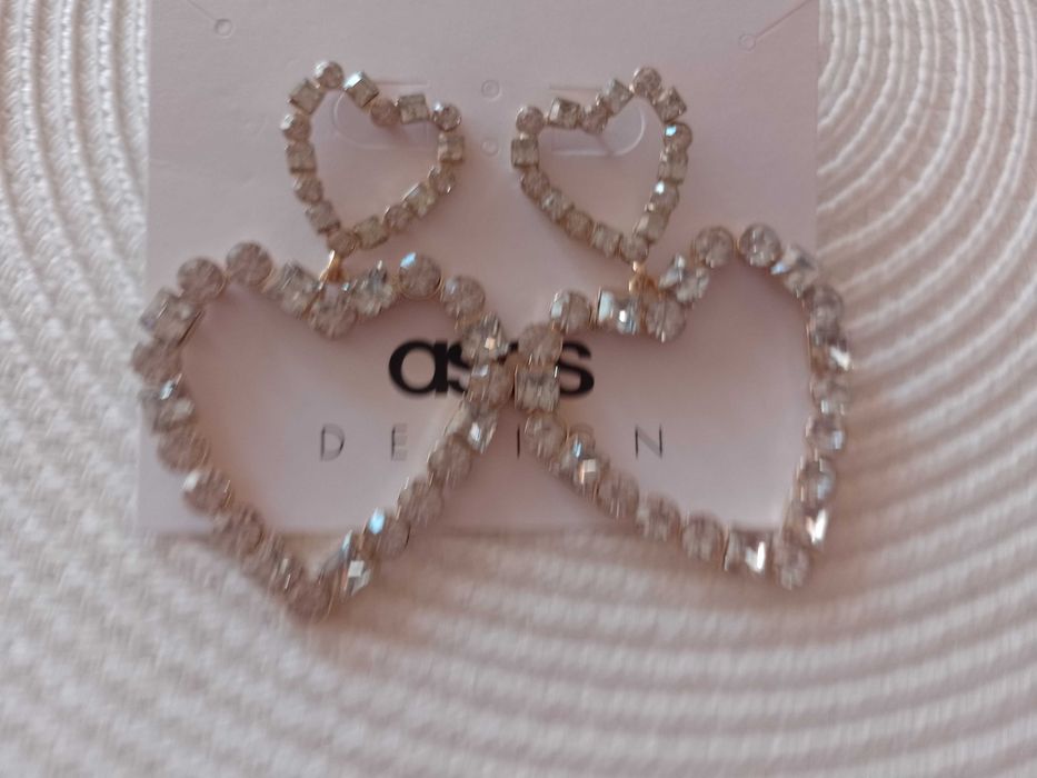 ASOS/Bogato zdobione, duże kolczyki z Londynu, serca, NOWE