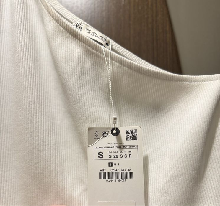 Блуза,топ,майка на одне плече,в рубчик,ажурна,біла з чорним,zara S