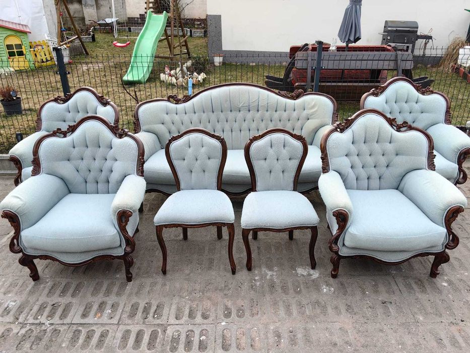 Zestaw wypoczynkowy sofa 3os+ 4x fotel +2x krzesło BAROK ANTYKI
