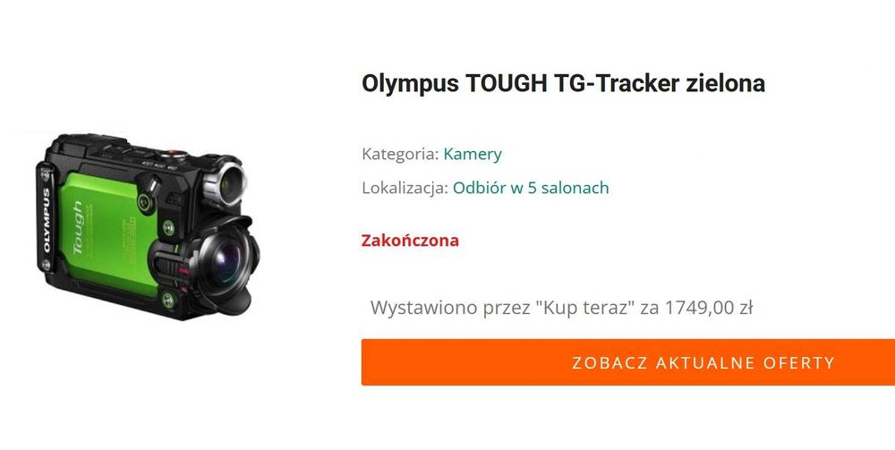 Kamera Sportowa 4K OLYMPUS TG-Tracker Wifi GPS Zielony Stabilizacja !!