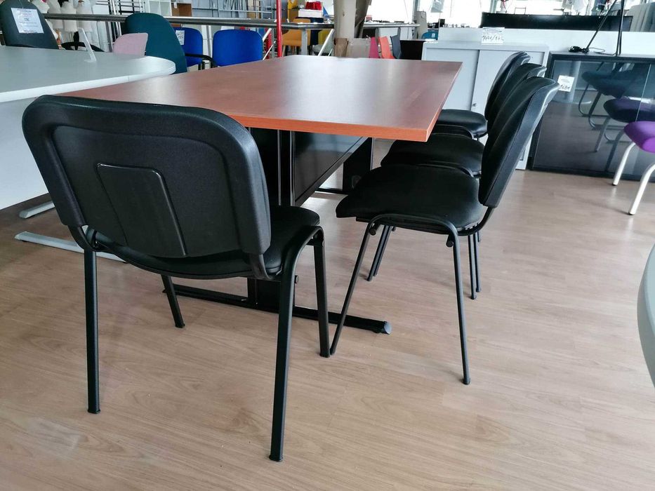 Mesa reuniões  preta/cerejeira 200x100