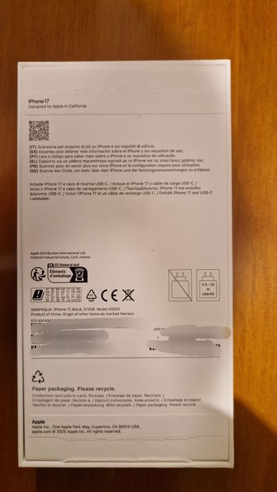 iPhone 17 512GB | Preto | NOVO