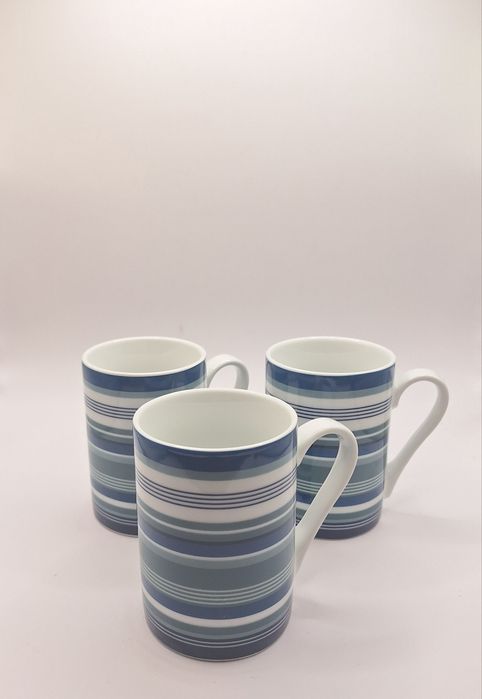Kubki w paski kubeczki zestaw porcelanowe 3 szt