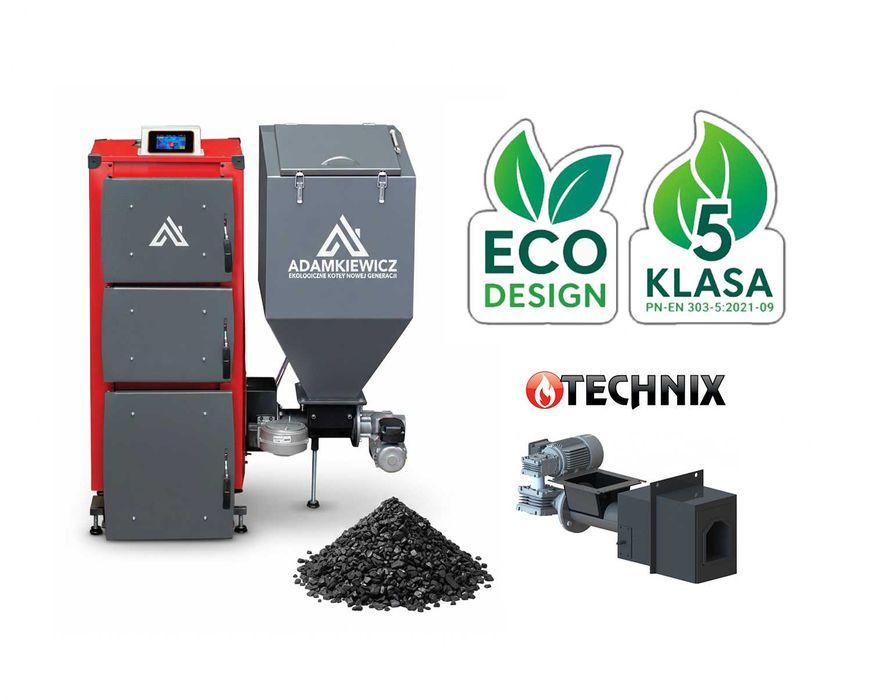 Kocioł piec na EKOGROSZEK RUSZT WODNY 15 - 24 kW 5 KLASA Adamkiewicz