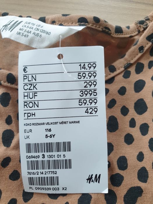 Sukienka nowa, panterka H&M