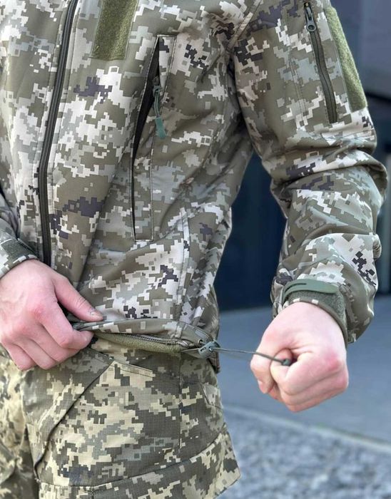 Військова куртка демісезонна SoftShel куртка піксель софтшел армійська тепла куртка вітровка