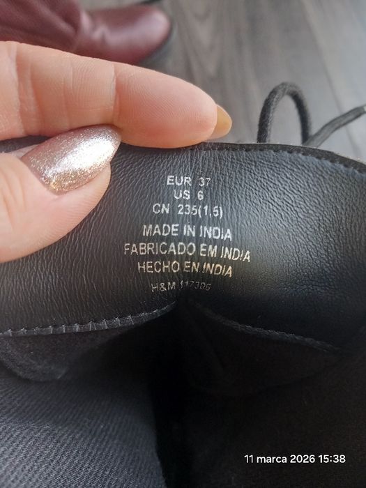 Wysokie botki na słupku burgund polkozaki H&M 37