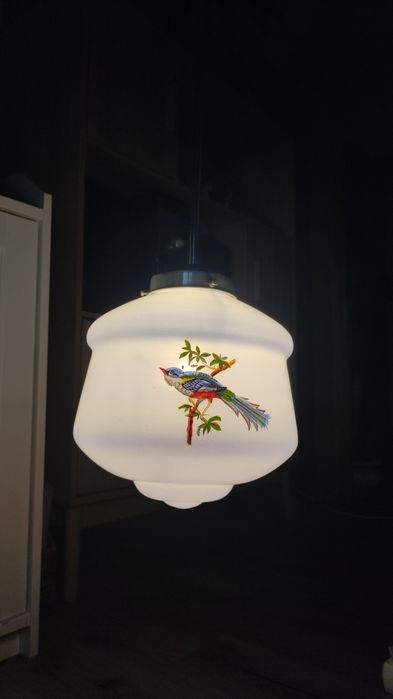 Candeeiro Vidro Opalino Vintage