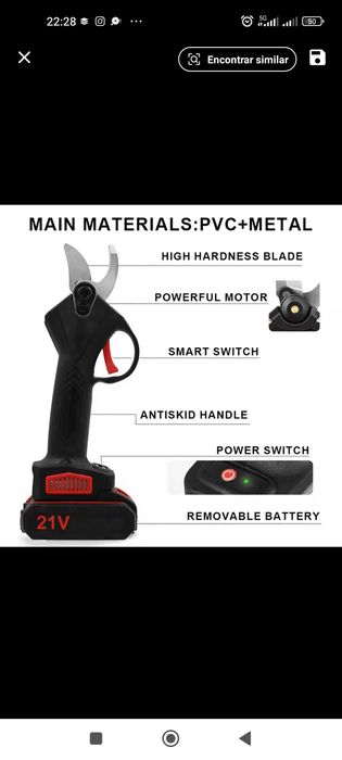 Tesoura da poda a bataria/TOP