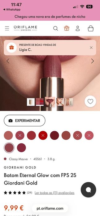 Vendo produtos da Oriflame.