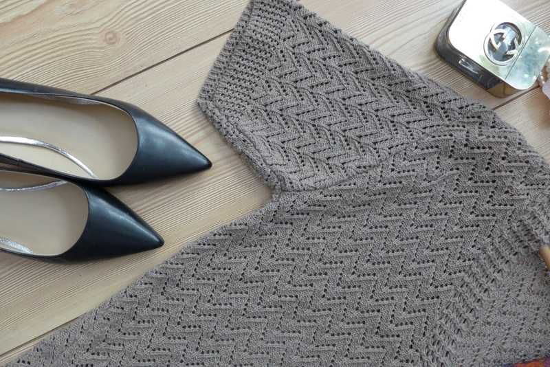 Ażurowa żakardowa narzutka lekki kardigan sweter bolerko L 40 XL 42