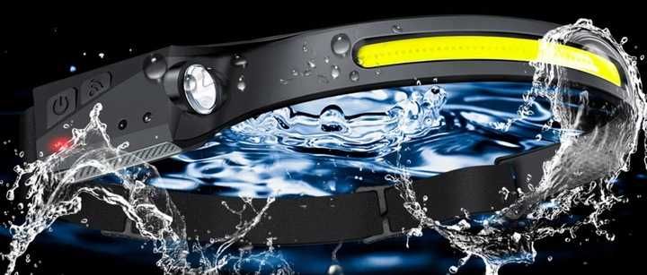 LATARKA Czołowa LED czołówka z czujnikiem ruchu COB wodoodporna MOCNA