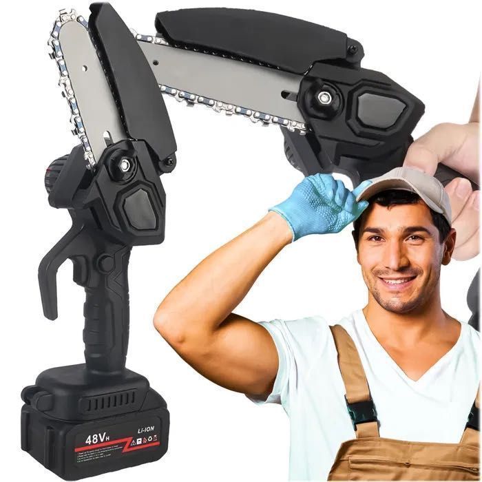 Mini Pilarka Łańcuchowa Akumulatorowa 2x Aku Do Drewna Gałęzi Ogrodowa