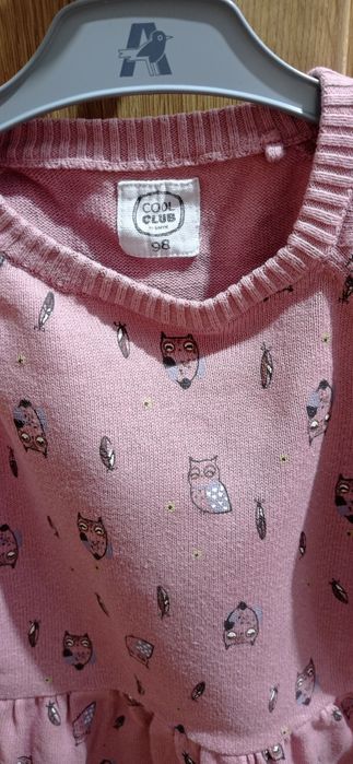 Sukienka sweterkowa w sowy Cool Club rozmiar 98