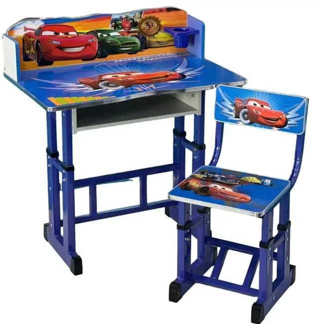 Дитяча регульована парта + стілець з принтом «Тачки», детская парта.