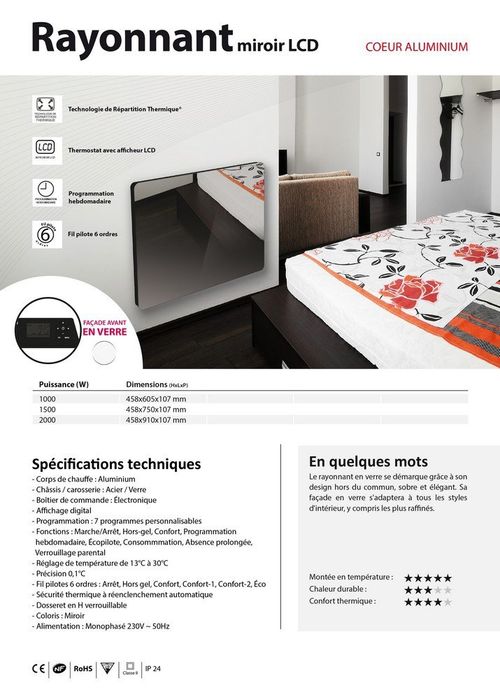 Cayenne 051234 Grzejnik elektryczny, lustro , LCD 1500 W