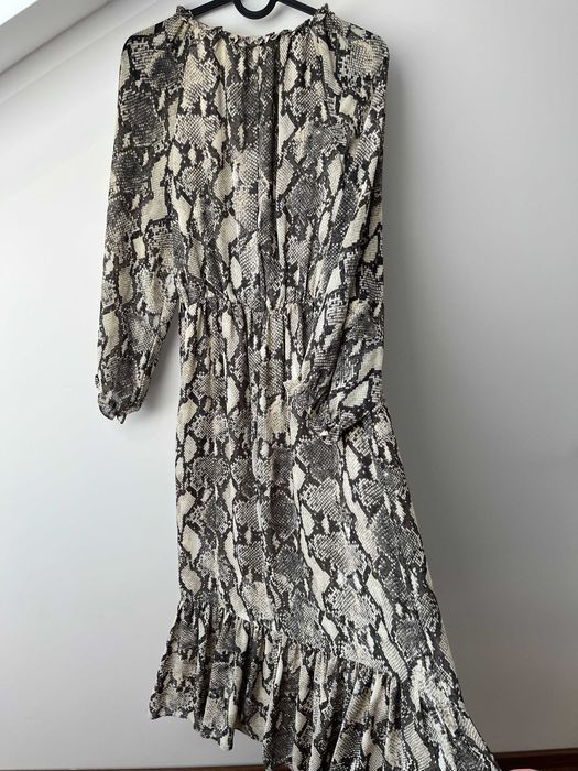 Sukienka midi ZARA print animal rozmiar XS oversize boho y2k jesień