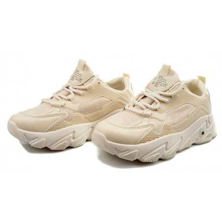Sportowe sneakersy na grubej podeszwie beżowe r 39
