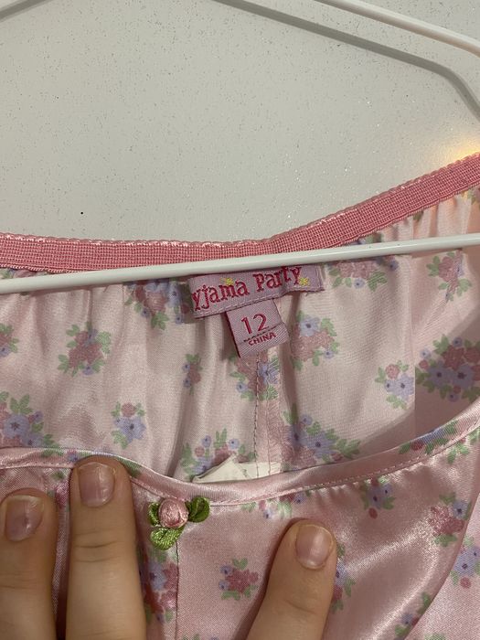 Satynowa pizamka pudrowy róz spodnie + bluzeczka