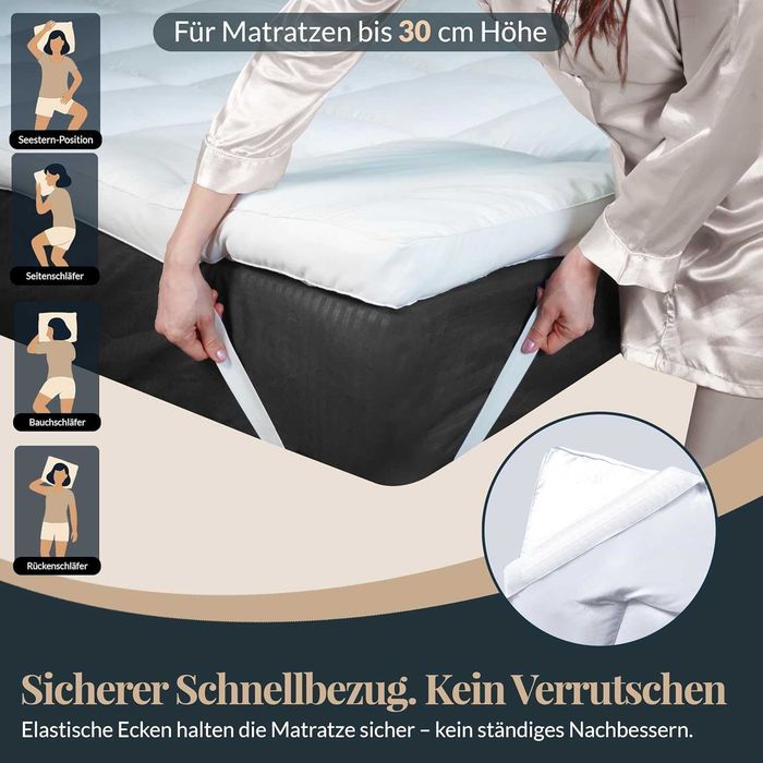 Topper de Colchão 140x200 cm | 5 cm Espessura  800 g/m² Ultra Confortável Hipoalergénico e Lavável Certificação Oeko-Tex Com Elásticos Antiderrapantes
