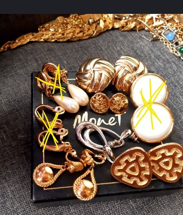 Вінтажні прикраси сережки Кліпси monet,кільця, позолота