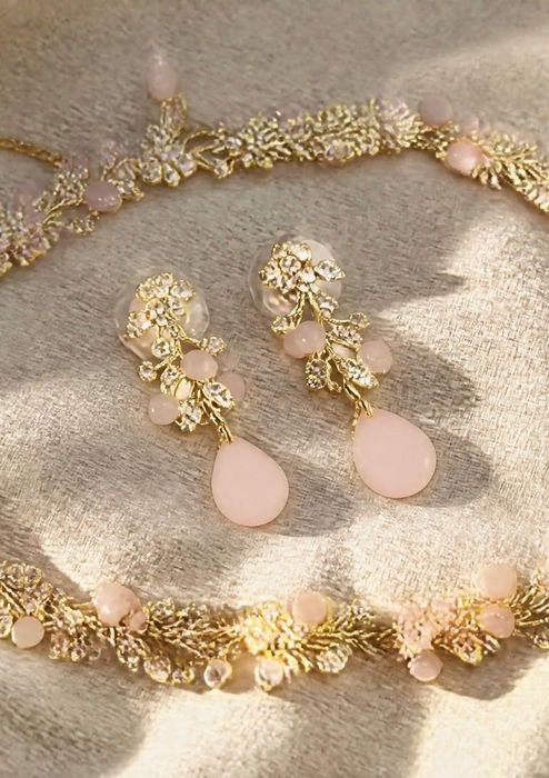 Conjunto Colar e Brincos Estilo Festa / Noiva (Tom Rosa Elegante) - €8