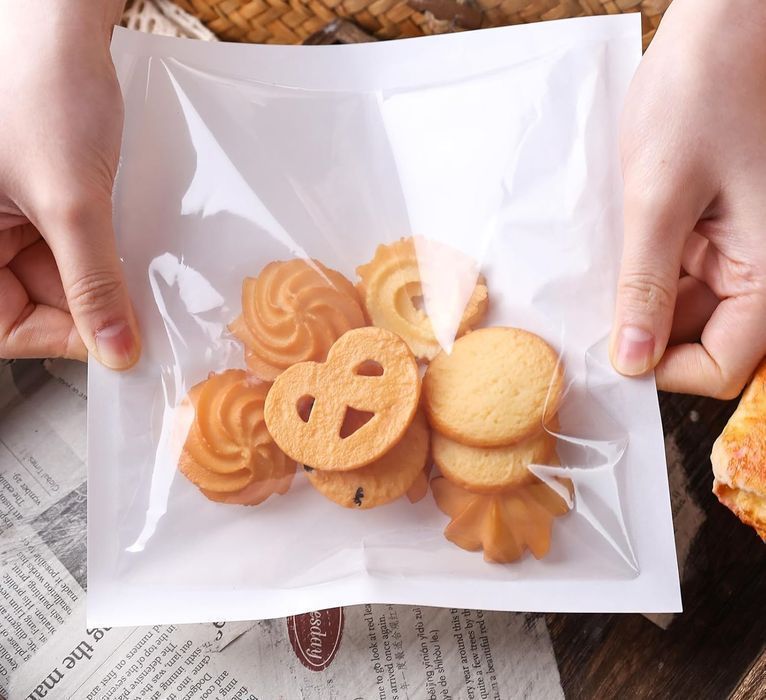 Koogel Zestaw 100 Torebek Piekarniczych Białe Papier Kraft 18 x 19 cm