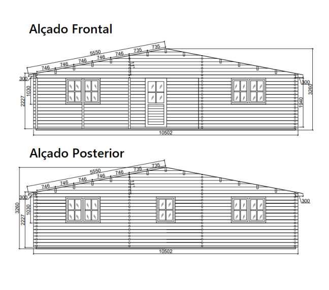 Casa de Madeira "JENNIFER - 10.5 x 8.32m, 44mm"