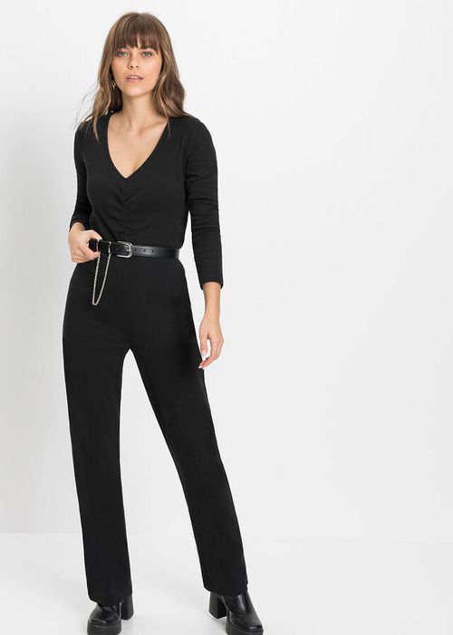 B.P.C czarny kombinezon bawełniany prążkowany ^40/42