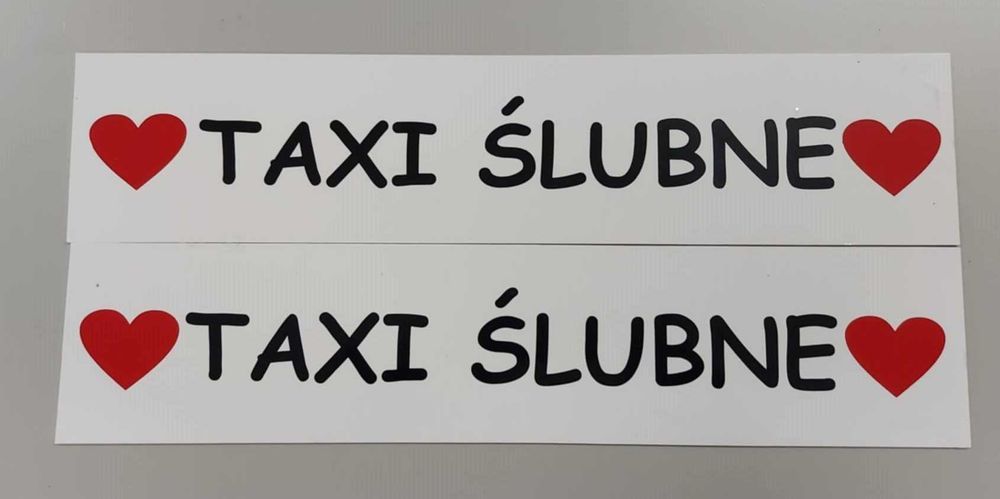 Tablice auta Taxi Ślubne Młoda Para Serca 2 sztuki PCV 2mm ślub wesele