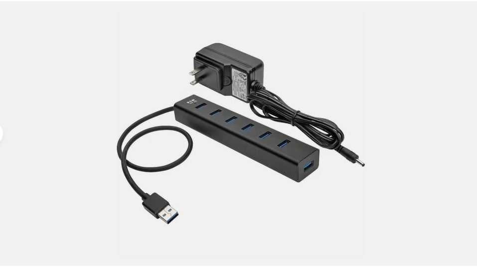 USB хаб 7 USB 3.0 портів із блоком живлення 5V3A, корпус з алюмінію.