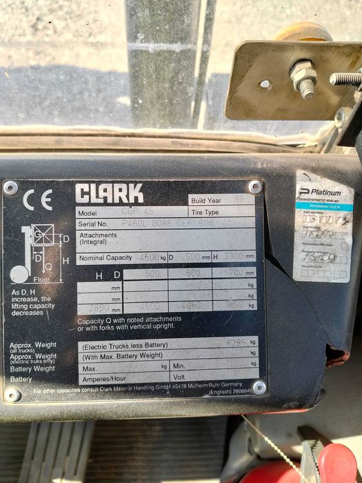 wózek widłowy sztaplarka Clark bardzo mocna 1998  4,5T udzwig