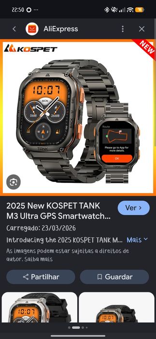 Kospet Tank M3 Ultra (Edição Especial)Kospet Tank M3 Ultra (Edição Especial
Smartwatch Kospet Tank M3 Ultra com ecrã AMOLED 1,96'', resistência IP69K,
