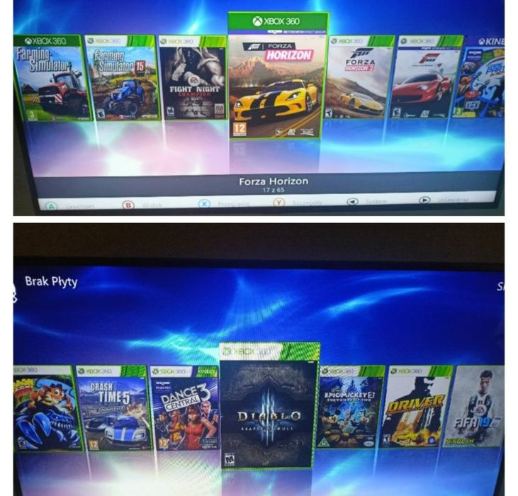 Xbox 360 jak nowy dużo gier kierownica