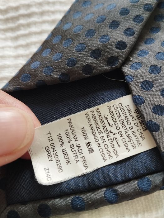 Męski jedwabny krawat 100% silk w kółka, groszki, szary, granat, slim,