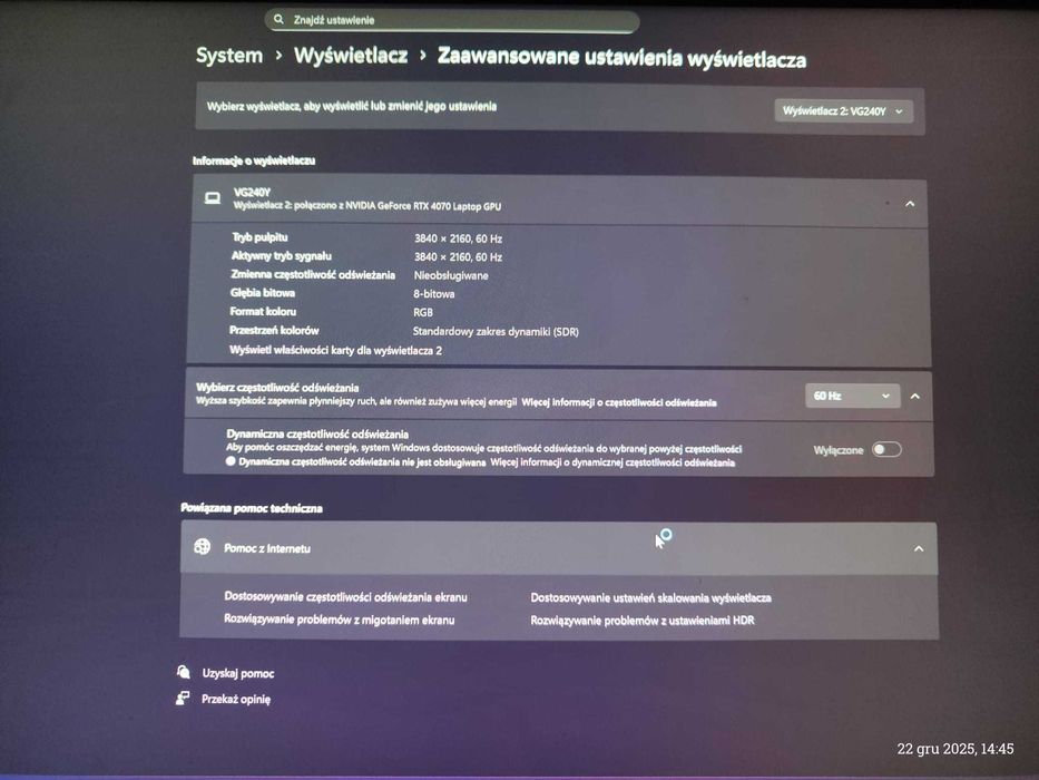 Monitor Acer IPS 24″ 165 Hz 4K 3840 × 2160 GtG 0.5s