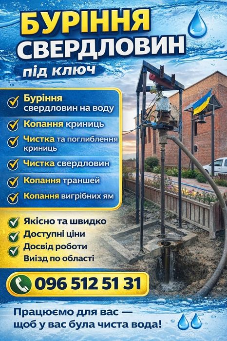 Буріння свердловин Копання кирниць