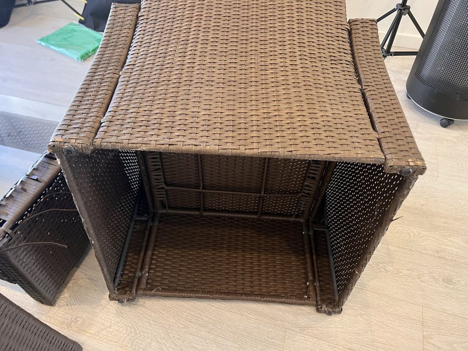 Conjunto de Jardim em Rattan Sintético – Sofá + 2 Poltronas + Mesa de Cent