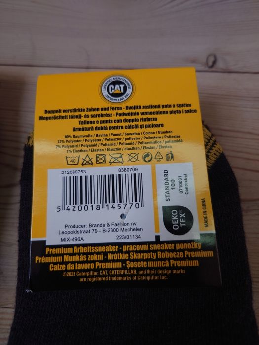 2kpl Skarpetki Robocze CAT 43-46 szare Caterpillar krótkie 3pary Mocne