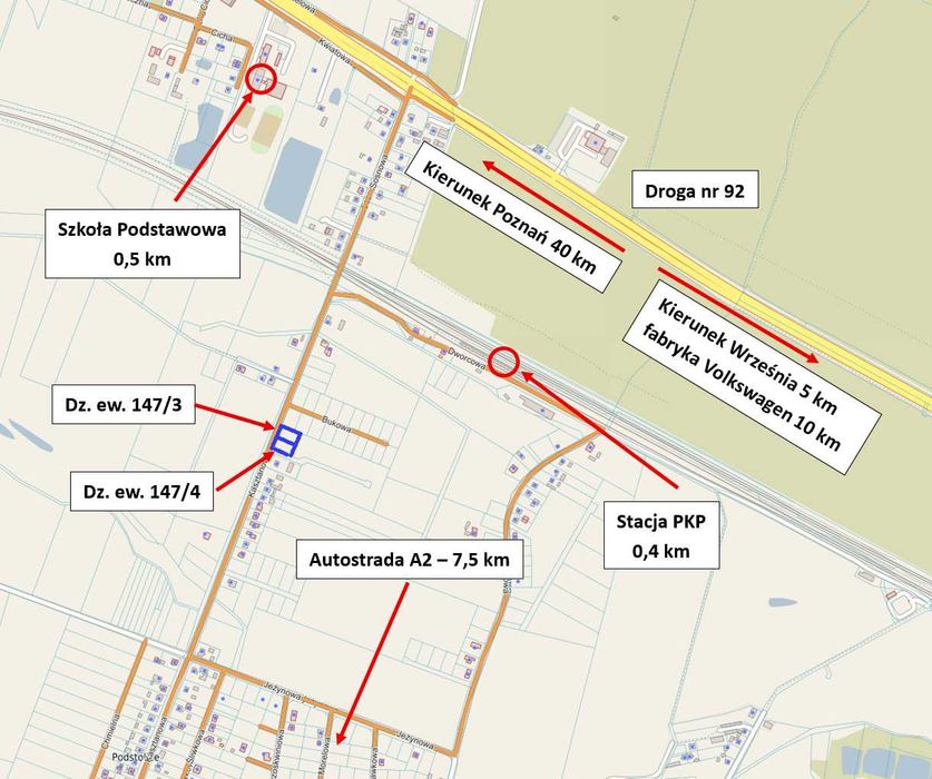 Działki budowlane z WZ – Września 5 km | Podstolice - Widok 5