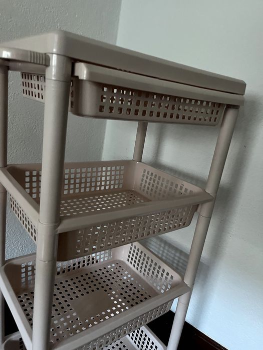 Carrinho Apoio Rosa para WC/ Cozinha 3 níveis + gaveta