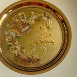 Prato porcelana japonesa Chokin, 50º aniversário ouro 24kt